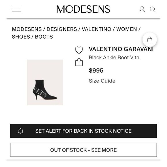 VALENTINO GARAVANI Black Stiletto Heel VLTN Logo Sock Ankle Boots Size E… - Picture 4 of 12